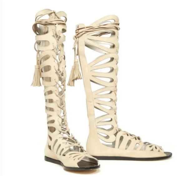 Alice + Olivia Shoes - ALICE + OLIVIA CAROLYN KNEE HIGH SUEDE Tall GLADIATOR FLAT SANDAL SZ 40 10 $500